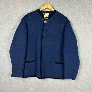 Vintage Carroll Reed Lined Wool Cardigan Blue L/XL‎ Hong Kong Coin Buttons